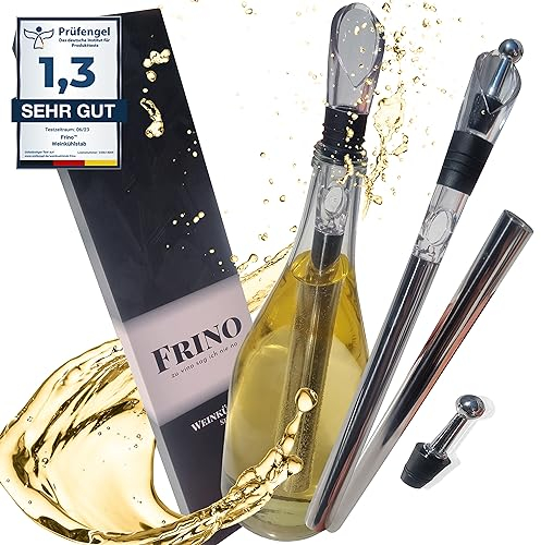 FRINO™ Weinkühlstab Set [2 GRÖSSEN] Premium Weinkühler mit Ausgießer | Hochwertige Geschenkverpackung | Geschenkidee Weihnachten | Weinflaschenkühler