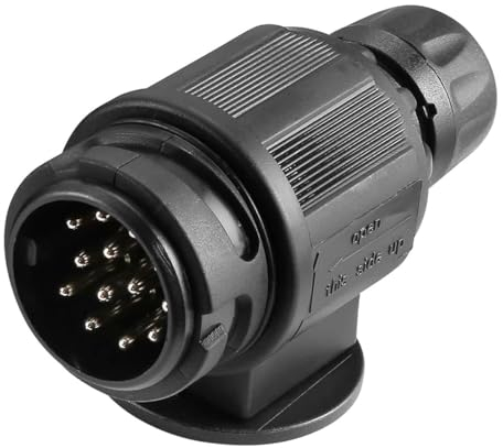 ETUKER Anhänger Stecker 13 polig, 13 poliger Anhängerstecker wasserdicht, mit Wasserfester Dichtung, dreizehnpoliger anhaengerstecker, anhängerkupplung stecker 13 polig, nach ISO 11446 genormt