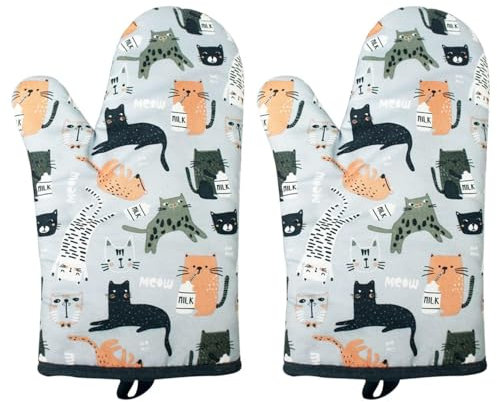 1 Paire De Gants Anti-Brûlure, Gants À Motif Chat, Gants Résistants Aux Hautes Températures, Gants De Cuisine Anti-Brûlure Et Antidérapants, Gants De Cuisson Ménagers