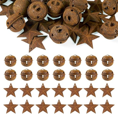 Crafans 40 adornos vintage de cascabeles colgantes de estrella, adornos de Navidad, decoración de árbol de Navidad para decoración de casa de mascotas