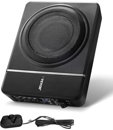 VEVOR Untersitz Auto Subwoofer 240 W schlanker Auto Subwoofer mit Stromversorgung, Subsystem mit eingebautem Verstärker, Hoch-/Niedrigpegel-Eingang und Lautstärkeregler für SUVs Lkws Wohnmobile