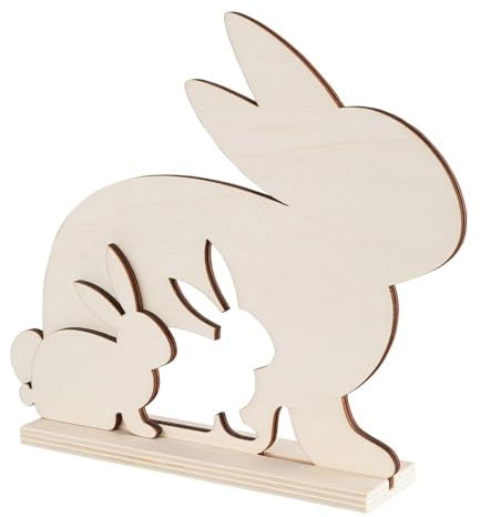 Ideen mit Herz Conigli decorativi in legno | Coniglio con coniglietto | Compensato di pioppo | Espositore | Decorazione pasquale