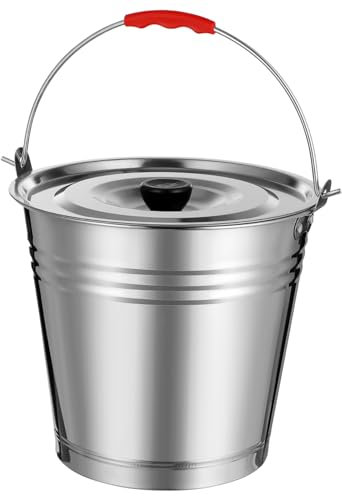 ifundom Secchio Per Cenere Con Coperchio in Acciaio Acciaio Inossidabile Maniglia Rialzata Per Facile Trasporto Per Caminetti Barbecue Esterno e Interno Multifunzionale