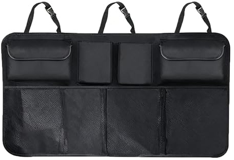 Organizador de maletero, accesorios para coche, bolsa para maletero con varios compartimentos, longitud ajustable de 8 a 19 pulgadas para el orden en el maletero del coche