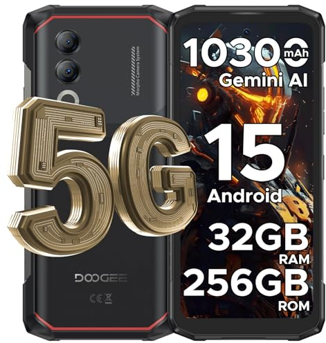 DOOGEERugged Blade 20 Turbo Rugged Smartphone 5G, 32GB + 256GB/TF 2TB, 10300mAh/33W, Dimensity 7050 Telefono Indistruttibile, Android 15 Celluare Antiurto,50MP/5G Dual SIM/IP68/OTG/Face ID
