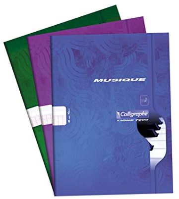 Clairefontaine 564C - Notenheft Calligraphe für Musikunterricht, geheftet, DIN A4, 24 Blatt, 70 g, farbig sortiert, 1 Stück