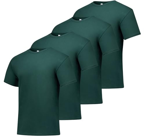 Hanes mens Essentials Short Sleeve T-shirt Value Pack (4-pack) athletic t shirts, Deep Forest, Medium US