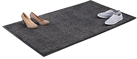 Relaxdays 10021902_759 Zerbino Asciugapassi, Tappeto da Ingresso, per Interni, Grande, Sottile, Nero-Grigio, 90 x 150 cm