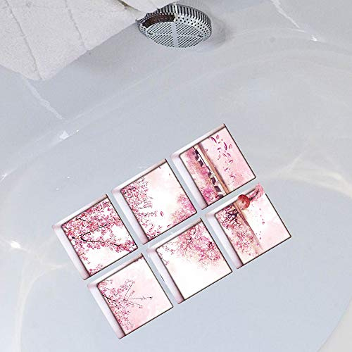 AILEGOU 3D Non-Slip Bathtub Stickers, Children's Animal Shower Stickers, Safety Treads Add Non-Slip Traction to Tubs Showers Pools Tables,Total 6 Pieces（Plum Blossom）
