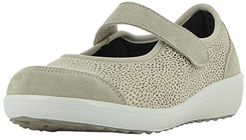 VAROMED Klettslipper mit Stretchmaterial im Vorderfußbereich für Frauen in Kiesel, Größe 42 EU