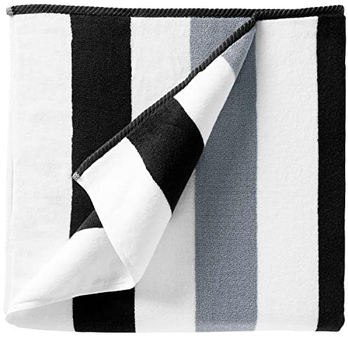 Laguna Beach Textile Co. Striped Cabana Oversized Beach Towel (Black & Gray)