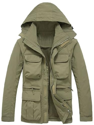 G&F Uomini Multi-Tasca Pesca Panciotto Rimovibile Gilet/Giacca per Fotografia Abbigliamento Lavoro Caccia Escursionismo M-3XL (Color : Khaki, Size : L)