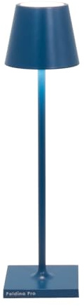 Zafferano, Poldina Micro, Lampada da Tavolo Ricaricabile e Senza Fili con Controllo Touch, Adatta per Salotto ed Esterni, Dimmer, 2200-3000 K, Altezza 27,5 cm, Colore Blu Capri