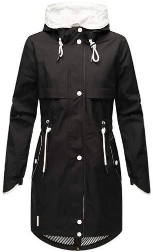 Navahoo Leichter Damen Übergangsmantel Langer Parka mit Kapuze Xankaa Black Gr. S