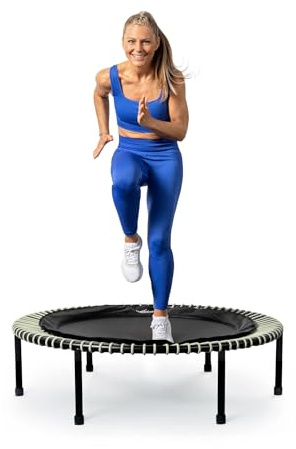 bellicon Trampolín de fitness de 100 cm (beige) | Prácticas patas plegables y suspensión de anillo de cuerda de hasta 150 kg (extra fuerte) | Marco de tres piezas | Fabricado en Alemania