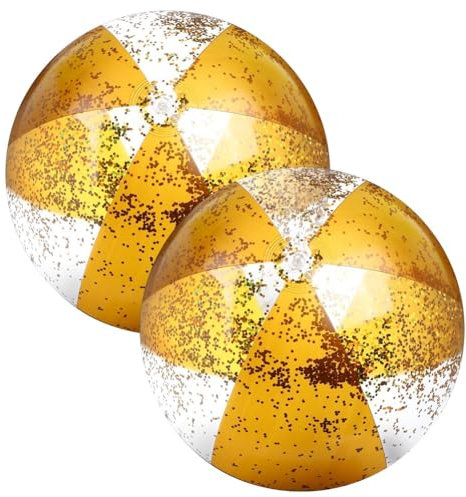 Myqqhbs Lot de 2 ballons gonflables de piscine à confettis dorés pour adultes et fêtes d'anniversaire d'été Doré