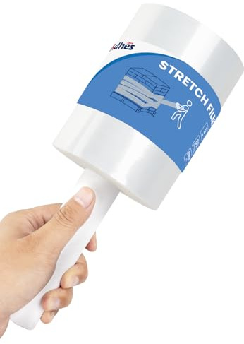 ADHES TAPE Film Étirable Avec Poignée, Handle Palette Stretch Wrap Film Étirable Transparent Film Plastique Emballage13cm x 304m 1 Roll 80 Gauge Film Rétractable Le Film Déménagement et L'expédition