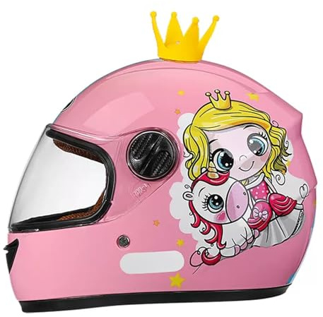 GAORUTO Kids Full Face Motorbike Helmet, ECE Approved Scooter Helmet with Sun Visor & Removable Scarf, Ages 3-12, Sizes B-55CM