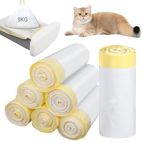 Kattlåda, 120 stycken förtjockad självrengörande, kattlåda med dragband, vätsketät, slitstarka kattlåda, hållbara kattoalettinlägg, hållbara kattströväskor (58 × 35 cm)
