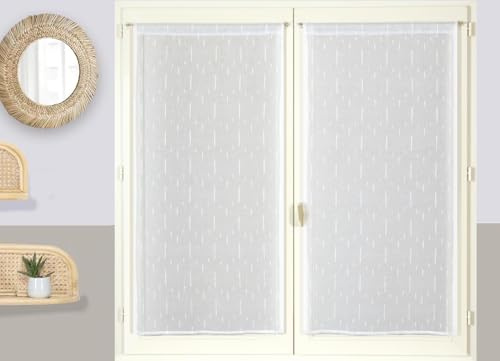 Atout Ciel Paire de voilages Unis avec Passe-Tringle prêts à Poser, 2X 60x160cm, Blanc