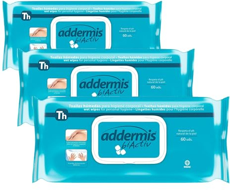 Toallas húmedas ADDERMIS Biactiv Addermis, 60 unidades (Paquete de 3)