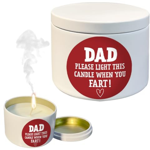 Roliga pappors kronljus i vit plåtbehållare, perfekt för födelsedag, jul eller fars dag, Dad Please Light Candle When You , insida guldfärgad insida, C19