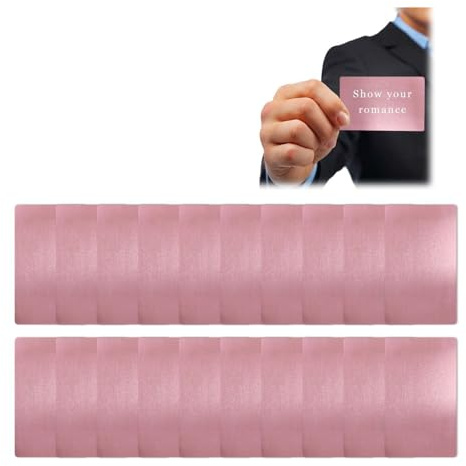 LNGJIN50 stycken visitkort i aluminiumlegering 86 x 54 mm metall visitkort, tomma metallkort, graverade visitkort aluminium, för gör-det-själv presentkort kontorskamrater, visitkort blanka (roséguld)