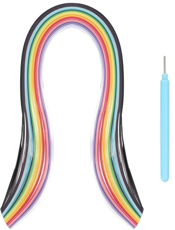 sourcing map Paper Quilling Kit, 15.4 Inch 10mm 24 Colors Paper Quilling Strips with Blue Pen for Beginners DIY Hand Crafts Teaching Tools Flower Decoration(Multi-Colored, Pack of 120)