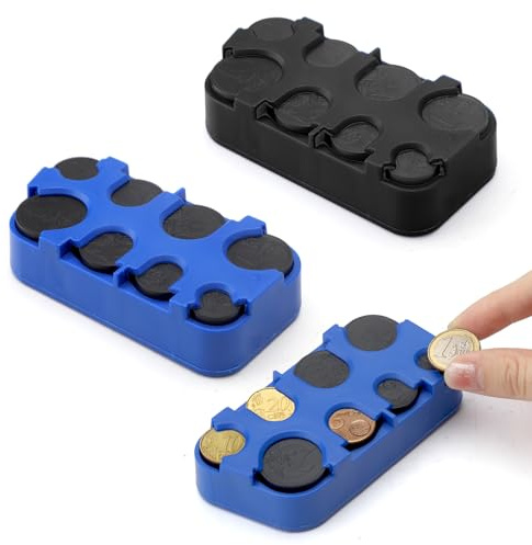 2 Pezzi Contenitori per Monete, Raccoglitore Euro con Fissazione Rapida, Portamonete per Monete Piccole, Portamonete Euro, Contenitore per Monete, Portamonete, Portamonete Euro, Organizzatore Monete