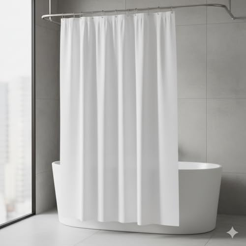 Acceseryx Cortina de Ducha Blanca de PEVA Impermeable y Antimoho - Ecológica, Sin PVC ni Ftalatos, Ligera y Fácil de Limpiar - Disponible en 120x200 cm.