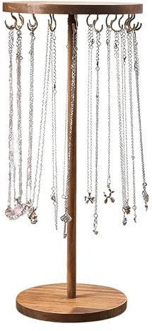 Youery Espositore Collane,Porta Gioielli da Tavolo, Espositore in Legno con 18 Ganci per Bracciali e Orologi, Espositore Collane 40x14.5 cm per Anelli e Orecchini