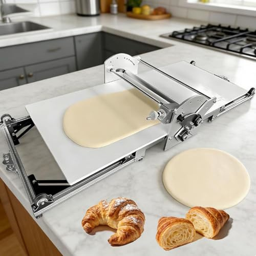 TozMvi Macchina Stendipasta Professionale da Tavolo | Sfogliatrice Elettrica Regolabile (2-30 Mm) per Impasti per Croissant, Pizza E Pasta | Design Pieghevole in Acciaio Inox, 110 V/220 V