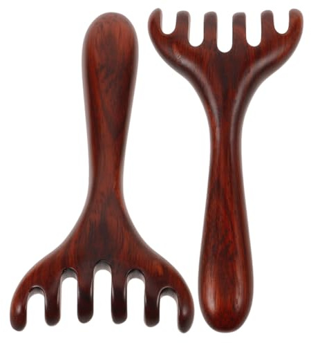 BAZEITFLOW Massaggiatore della Fatica per in Legno e 2 Pezzi Impugnatura di Sei Artigli per Stimolazione Precisa di Agopuntura e Alleviamento Uso Casa e Ufficio