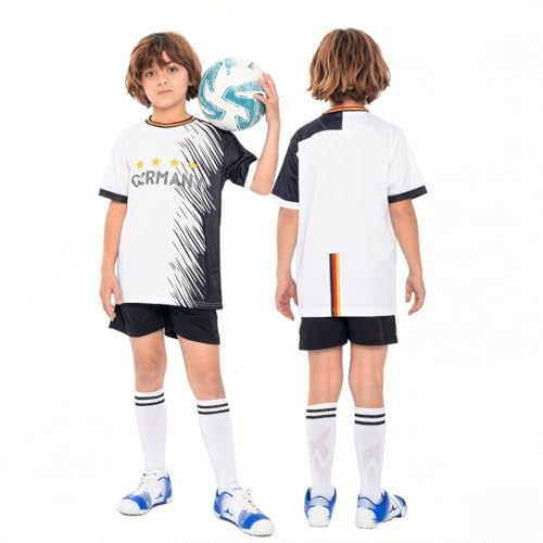 2026 Barnfotbollsdräkt set landslagsstil pojkar och flickor snabbtorkande fotbollströjor(Germany,8 Years)