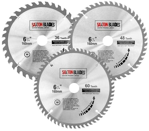 Saxton - 3 Lames de scies circulaires 160mm x 20mm pour outil Festool TS55 Bosch ou Makita
