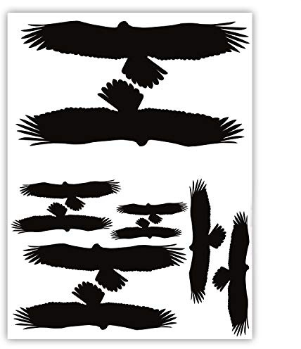 Set de 10 autocollants protection oiseaux et vitres | Silhouettes d’oiseaux contre les oiseaux, porte en verre, vitre de fenêtre, véranda | hin125