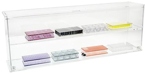 DesignPlex Vetrina da banco in plexiglass Trasparente a 2 Scomparti - Misure: 55 x 10 x H20 cm