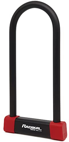 RADIKAL RK120310 Lucchetto a U Premium Omologato SRA, 120x310mm, Più Opzioni di Blocco, Arco ø18mm Acciaio Cementato Rivestito a Doppio Chiusura, Serratura Antifurto U Lock Moto Scooter