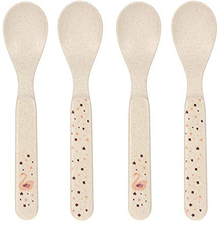 LÄSSIG Kinder Löffel Set (4 Stk.) Kinderbesteck ohne Melamin, BPA-frei, für Spülmaschine und Mikrowelle/Spoon Set Little Water Swan