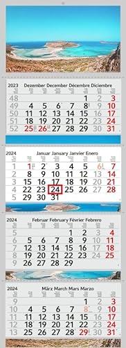 XXL 4 Monatskalender 2026 Balos Beach mit 3/4 Monate Motiv Kalender Foto Strand Meer Wandkalender Mittelmeer ohne Werbung Fotokalender Bürokalender Motivkalender Mehrblockkalender (4 Monatskalender P)