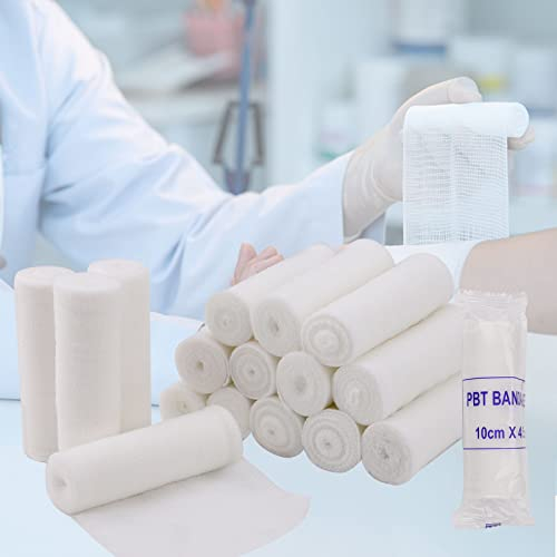 Rotoli Bende di Garza Confezione da 20 Bende Supporto Elastico Tubolare bendaggio estensibile Stretch Gauze Rolls per Avvolgere Ogni Tipo di Ferita Kit Pronto Soccorso 10 * 4.5m