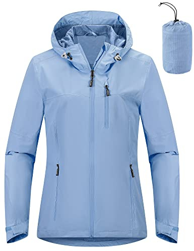 Outdoor Ventures Women's Waterproof Jacket Raincoat Packable Rain Jacket | 10000mm, Underarm Zips with Ventilation Holes, Mesh Lining Windbreaker, 3 Zipped Pockets Outdoor Softshell Jacket Hooded