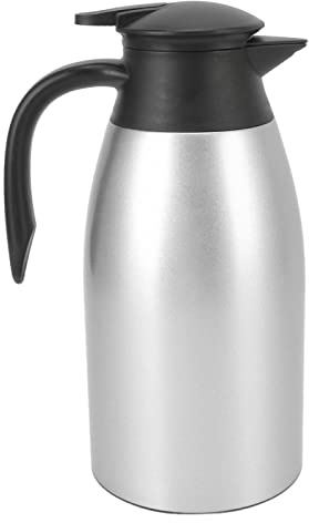2 Litri Caraffa Termica per Caffè, Caffettiera Sottovuoto Isolante in Acciaio Inossidabile, Brocca Isolante per Caffè, Tè, Bevande e altre Bevande Calde e Fredde(Argento)