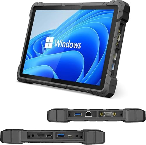 Tablet PC Rugged-HEIGAOLAPC Tablet per Esterni Industriale Robusto Win11 Pro, Impermeabile IP67, J4105, 8GB Ram, 128GB Rom 10,1 IPS Display Leggibile alla Luce Solare 1920x1200, Type-C, 4G LTE, RS232