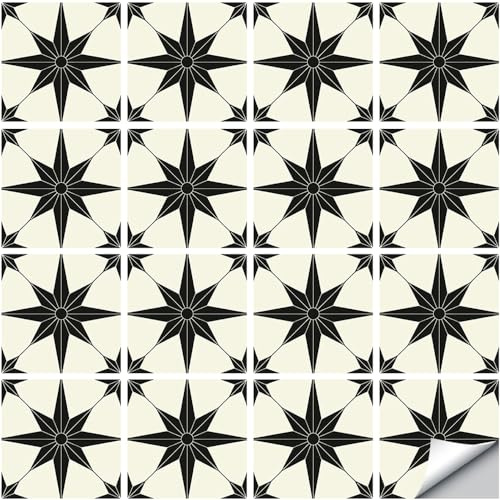 16 Pcs (6x6 in) Mandala Style Decorative Tile Stickers, Peel and Stick Self Adhesive Removable Tiles Backsplash Waterproof Kitchen Bathroom Furniture Staircase Home Decor Wall Sticker (DS-01-L)