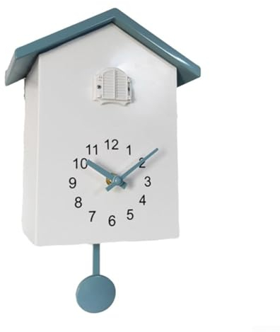 Horloge à coucou minimaliste, artisanat impeccable, pendule oscillant, matériau ABS (blanc + gris)