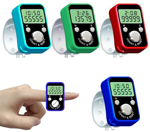 Golgner 4 stycken digitala fingermätare, mekanisk handmätare, elektronisk fingermätare, återställningsbar 5 dimension display handräknare, fingercounter, radmätare för sport golf stickning