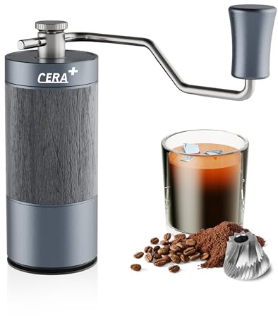 manuelle Kaffeebohnenmühle, professionelle kleine kaffeemühle manuell, mit 90 einstellbaren Einstellungen, verbesserte 10-Sterne-Mahlscheibe für French Press, Pour-Over