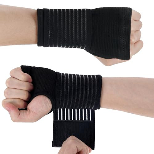 AOOWU Handgelenkbandage, 2 Stück Handgelenkstütze, Flexibel-Handgelenkschiene für Karpaltunnel, Einstellbar Klettverschluss Handbandage für Sport und Alltag, Atmungsaktiv wrist wrap für Damen Herren