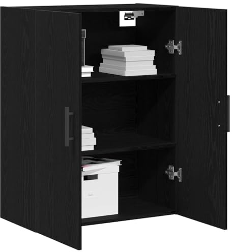 vidaXL Mueble de Pared Roble Negro 69,5 x 34 x 90 cm, Armario de Pared Moderno, diseño Rectangular, Gran Capacidad para Vivir, Duradero y Funcional para tu Oficina